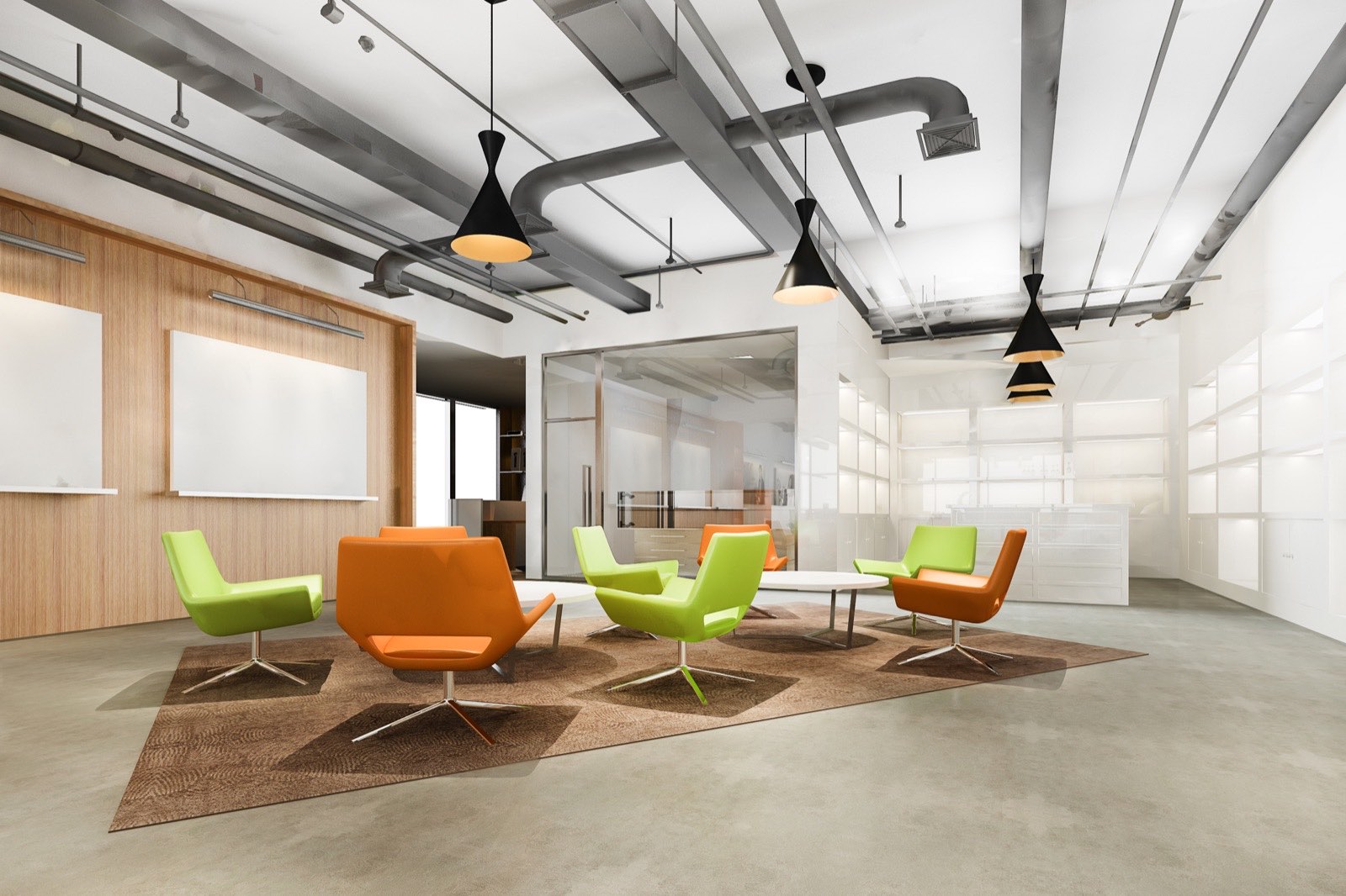 Zona de estar del comedor con sillones y mesa de centro