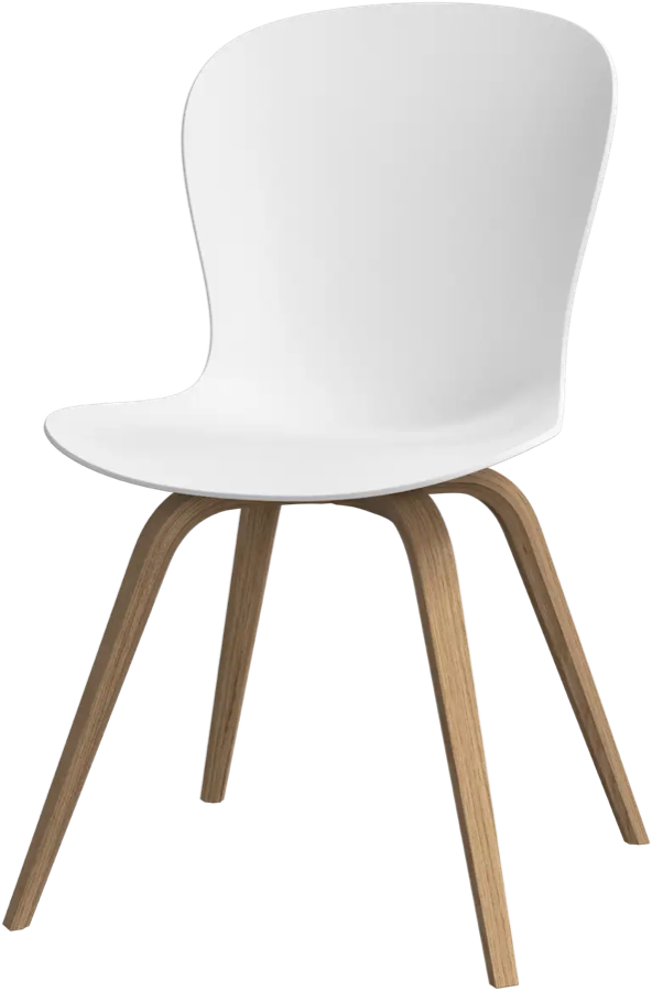 Silla Nube blanca con patas de madera para cafetería